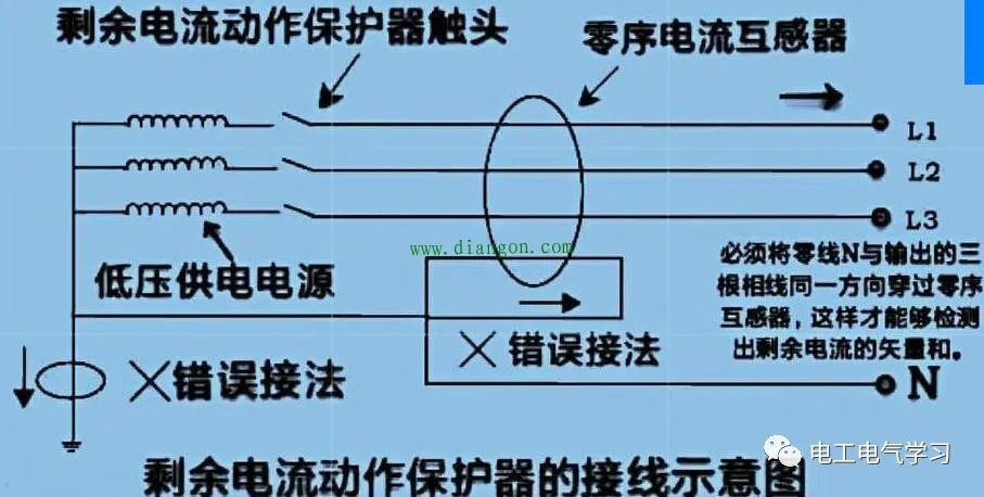 漏电保护器怎么接线图图片