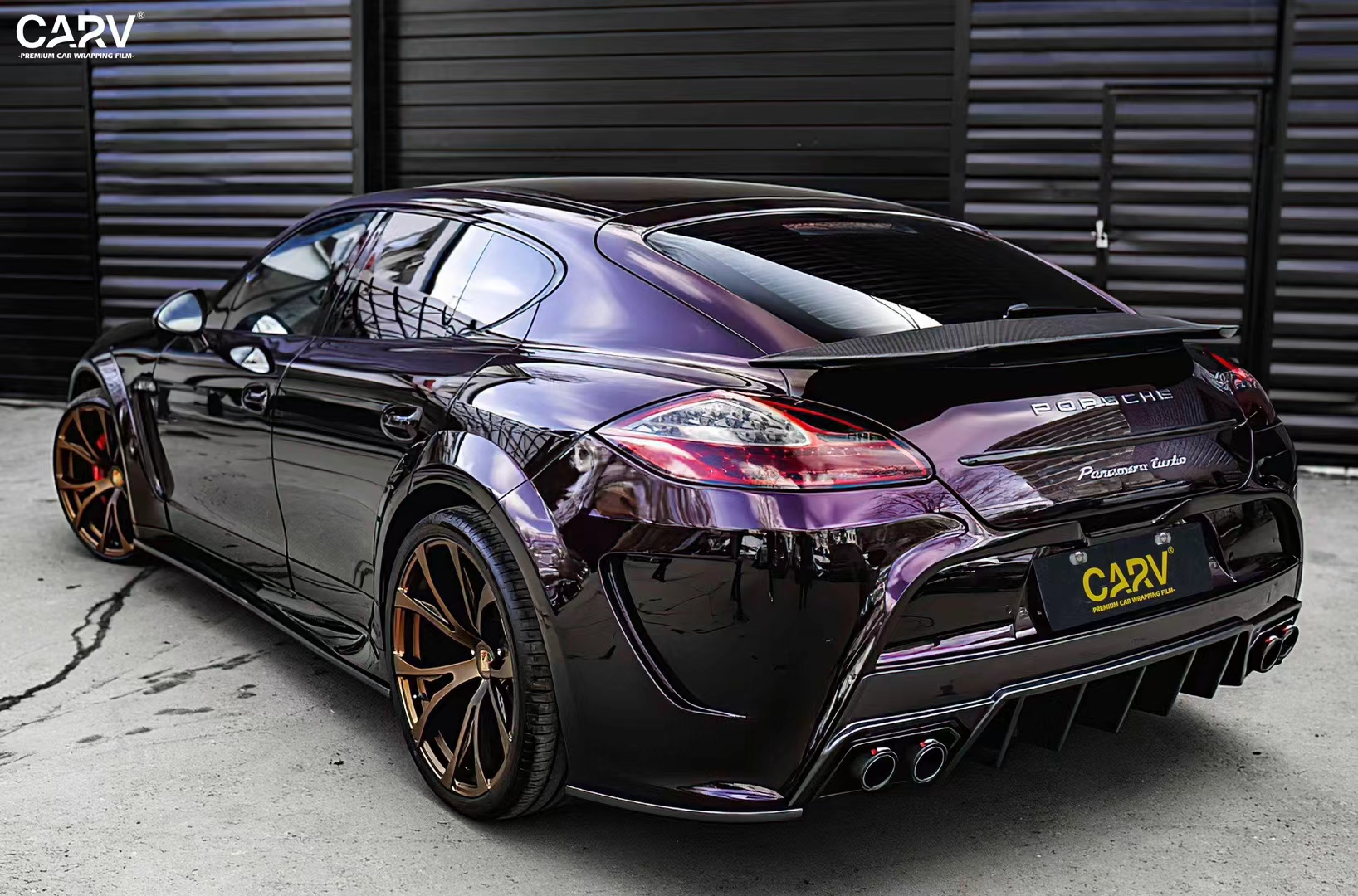 帕拉梅拉turbo卡孚改色膜白金紫水晶,散发浓郁深邃魅力的深紫色