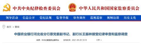 农业银行河北省分行原副行长王振林接受审查调查