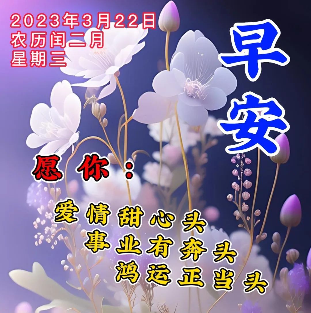 3月22日週三早上好溫馨唯美的祝福圖片