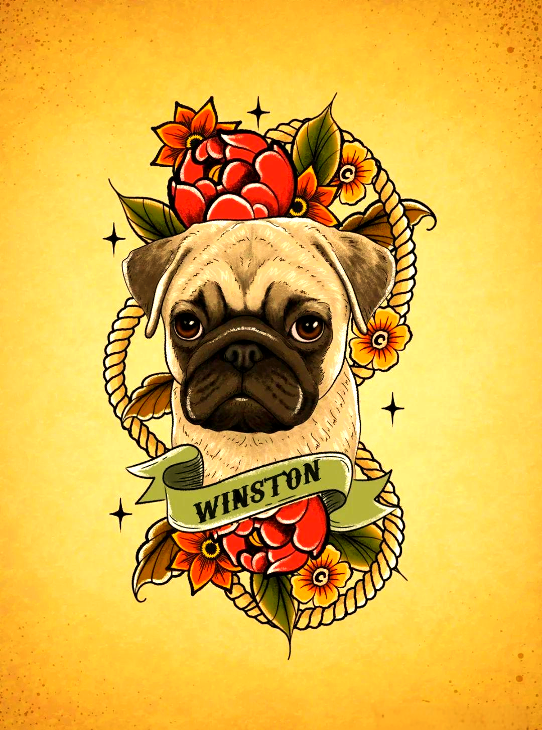 多种狗狗纹身设计,寓意忠诚与友谊