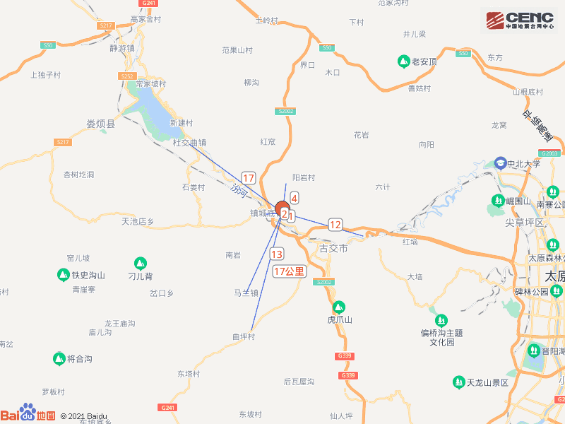 山西太原市古交市发生3.6级地震