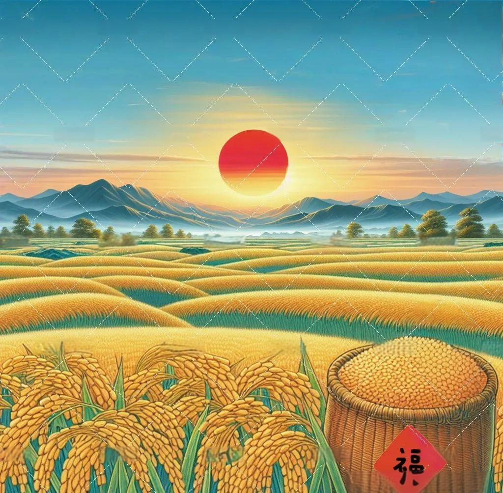 多幅田园风头像图:稻田与红日交织,丰收与希望并行