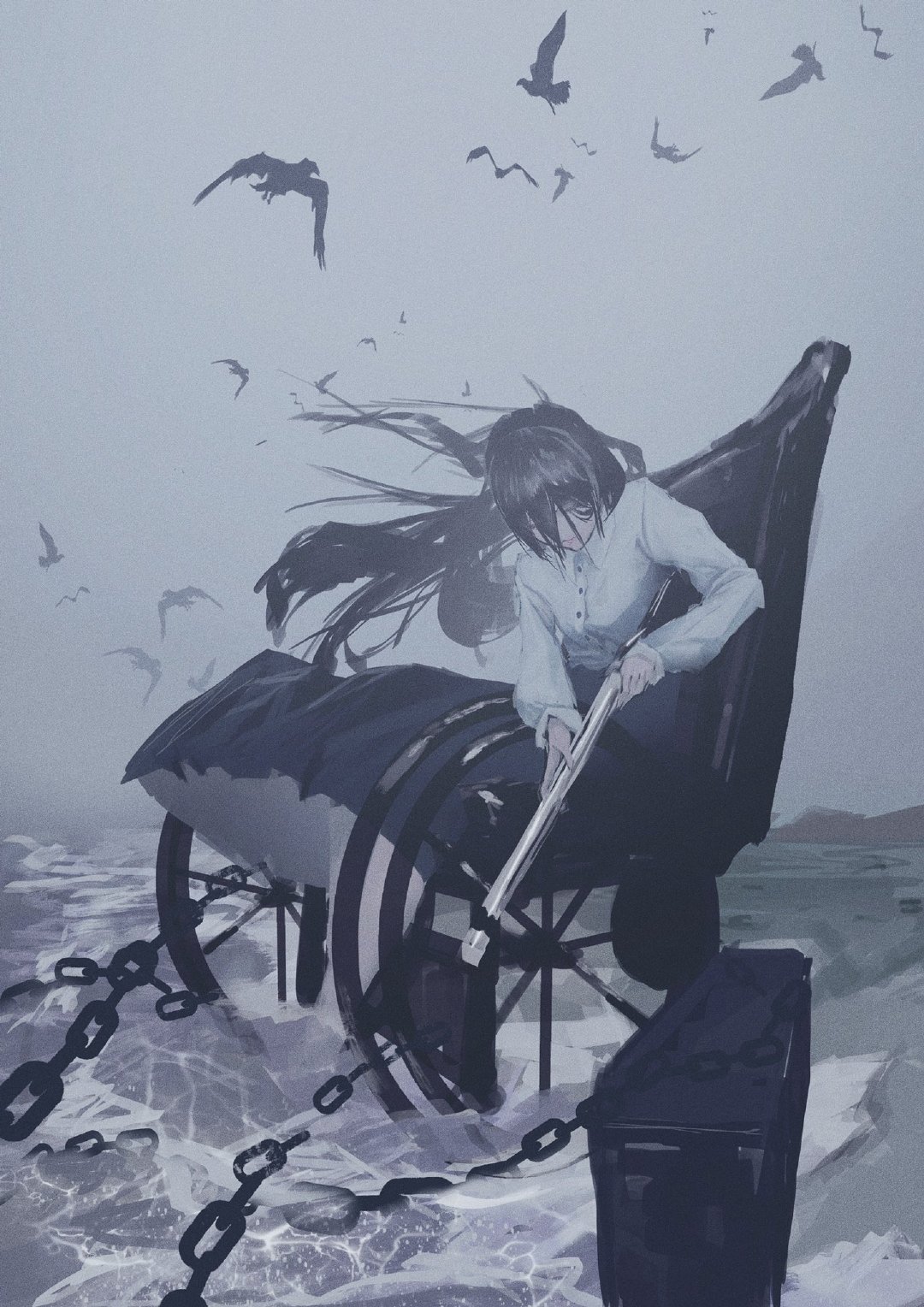 画师「neg」作品欣赏:风格诡谲,色调阴暗,氛围压抑的艺术插画