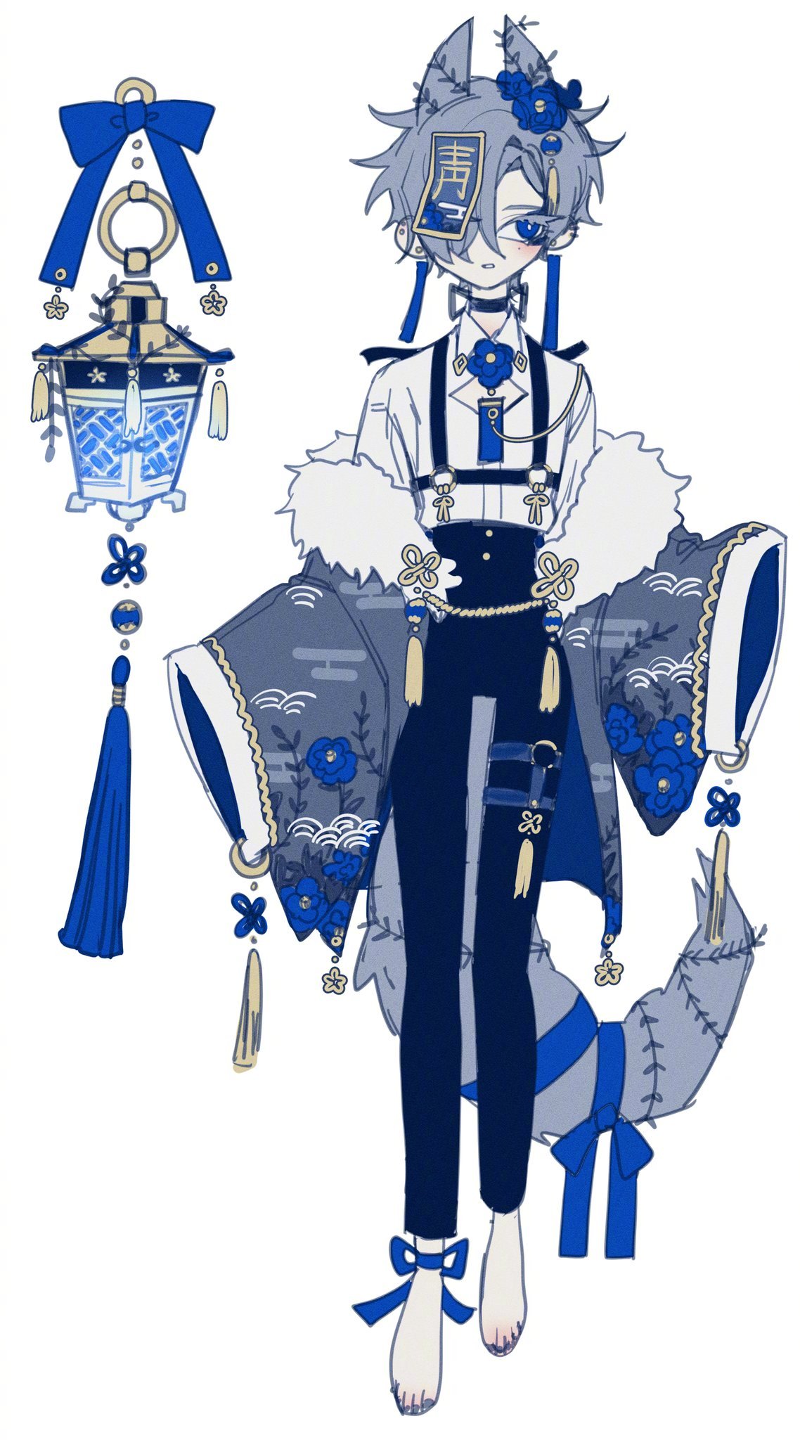 自带病娇属性的正太少年人物插画,服装设计非常帅气