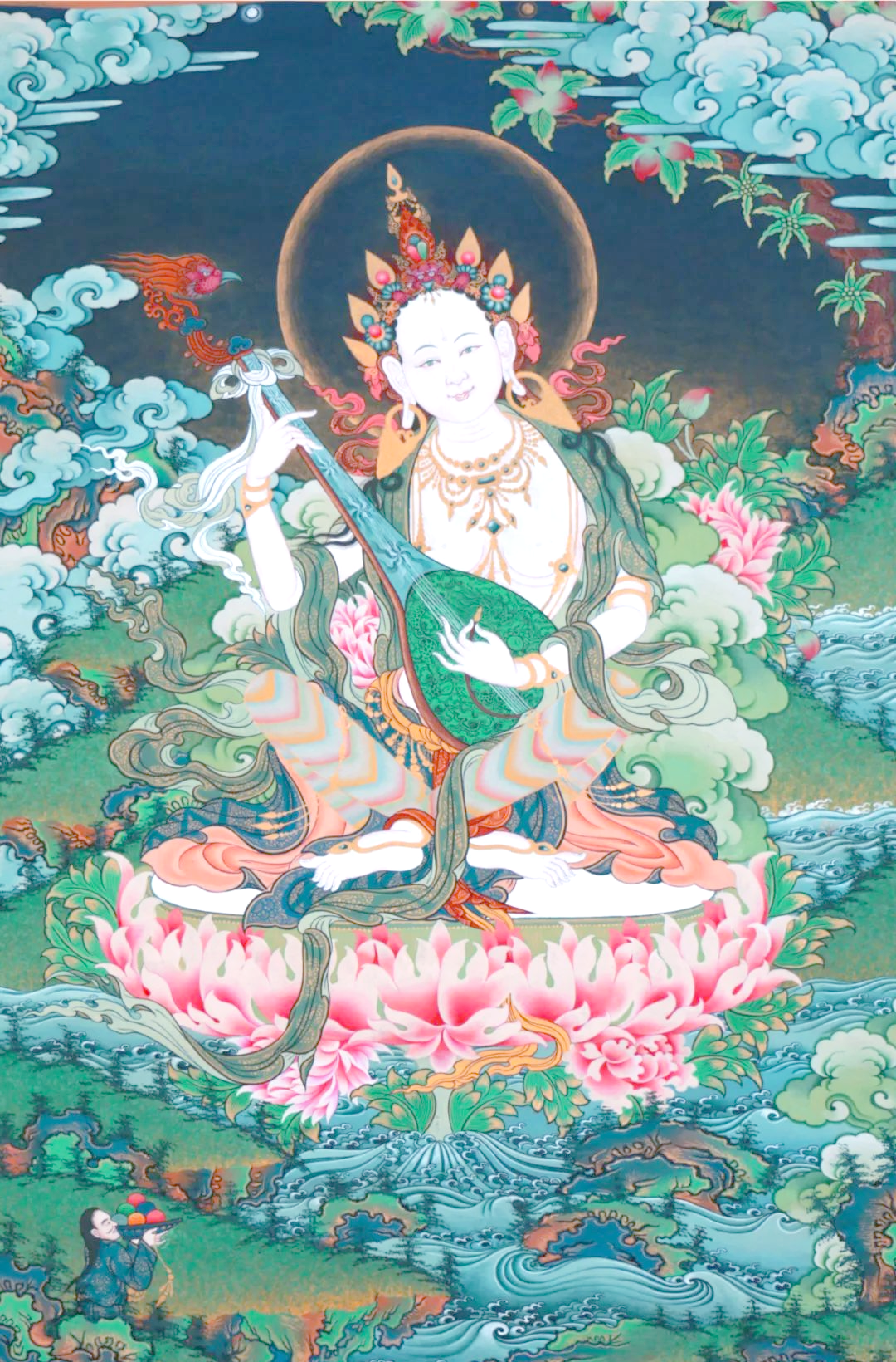 妙音佛母,也被称为辩才天女,美音天,妙音佛母或声音佛母,其梵名为