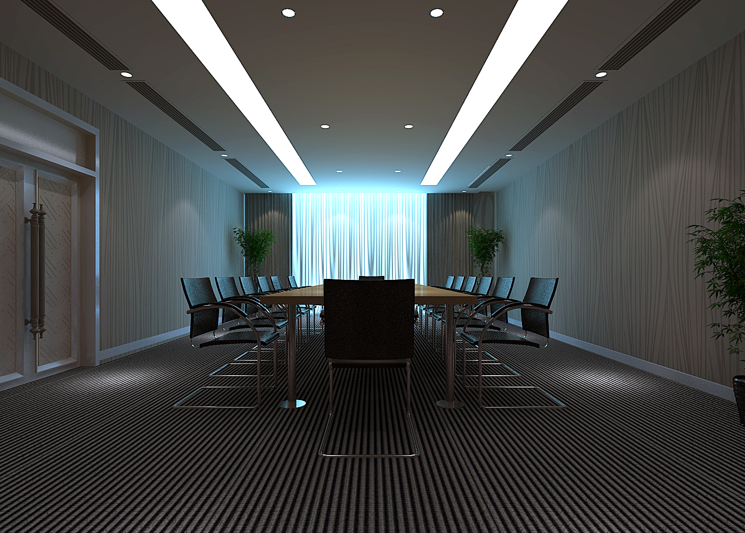 现代简约风格办公空间装修设计案例,总经理办公接待会议室效果图