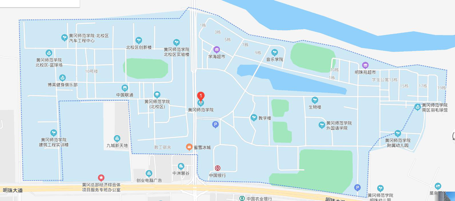 黄冈师范学院北区地图图片