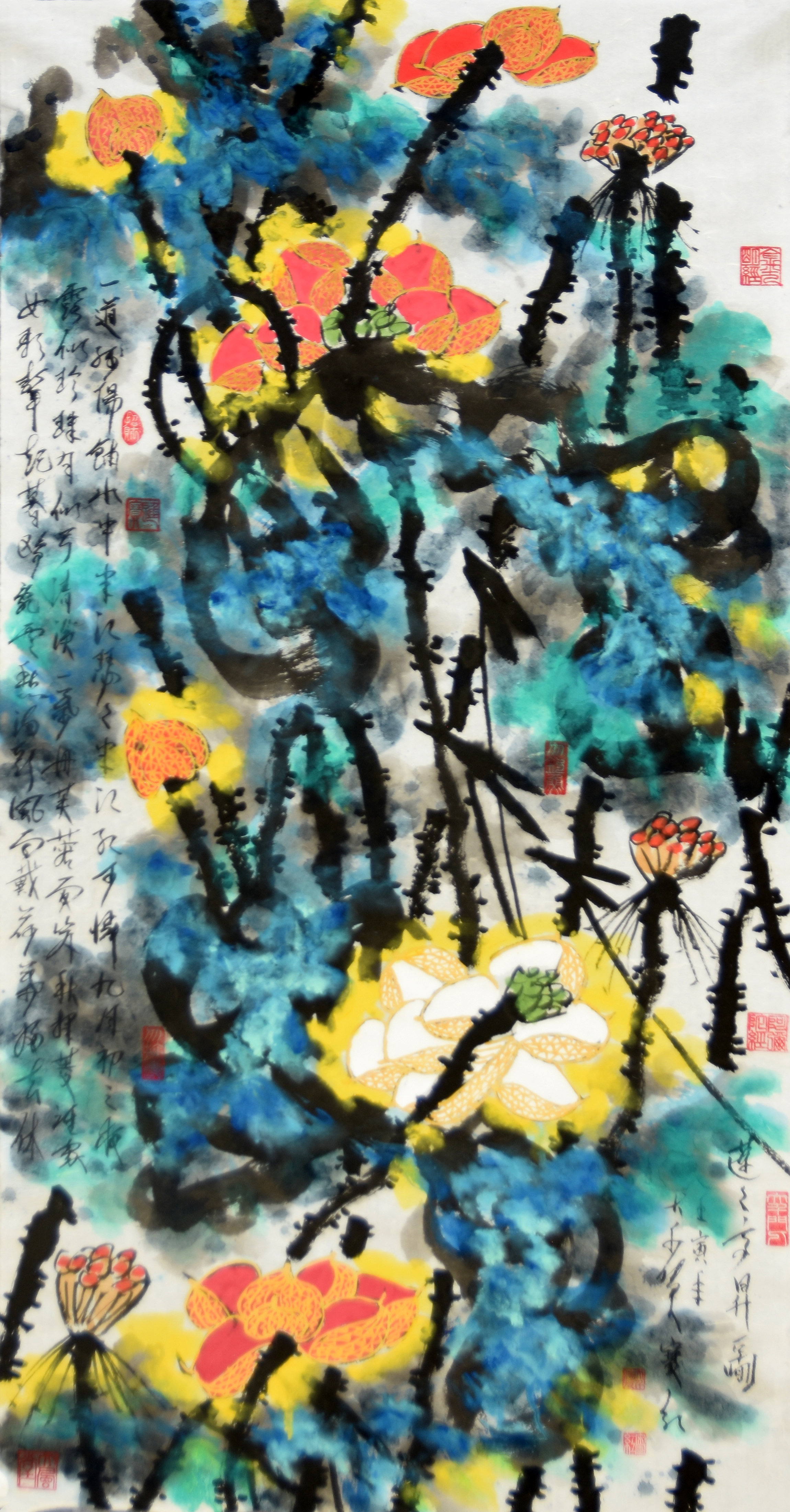 中国功勋艺术家宋宝红泼彩荷花 山水精品展