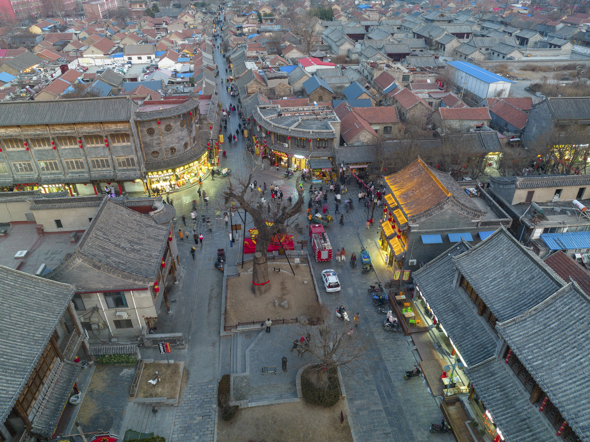 航拍历史悠久的青州古城,古街充满烟火气,游客可以免费游览