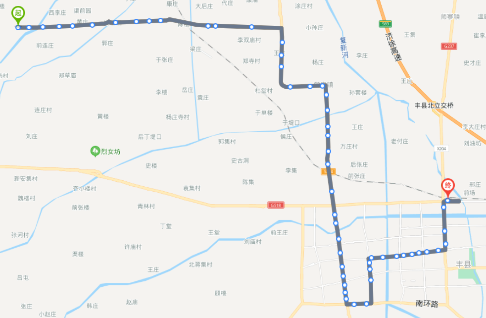 江苏丰县火车站途经公交车线路乘坐点及其运行时间