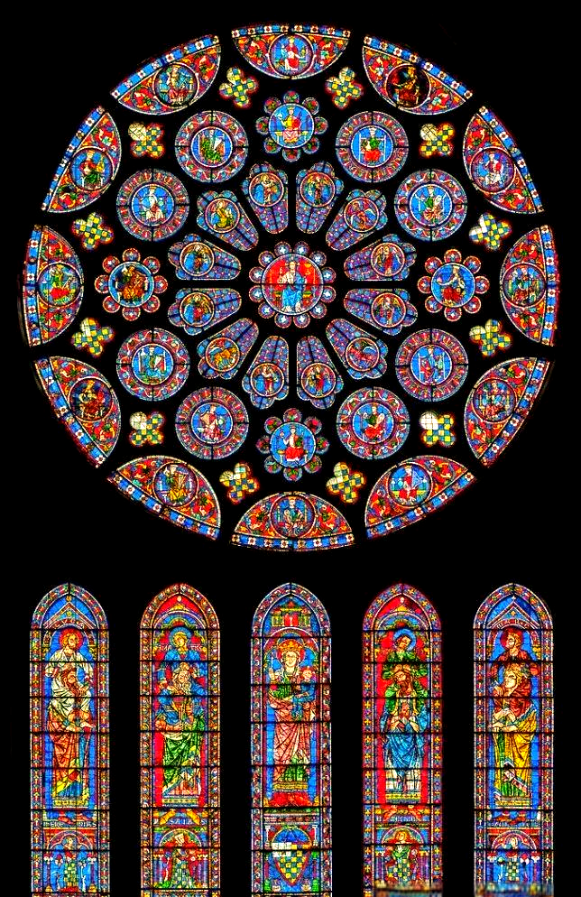 沙特尔大教堂的多面彩绘玻璃窗