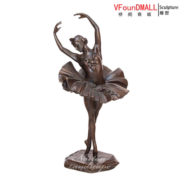 modern home decor metal art copper bronze thinking ballet girl