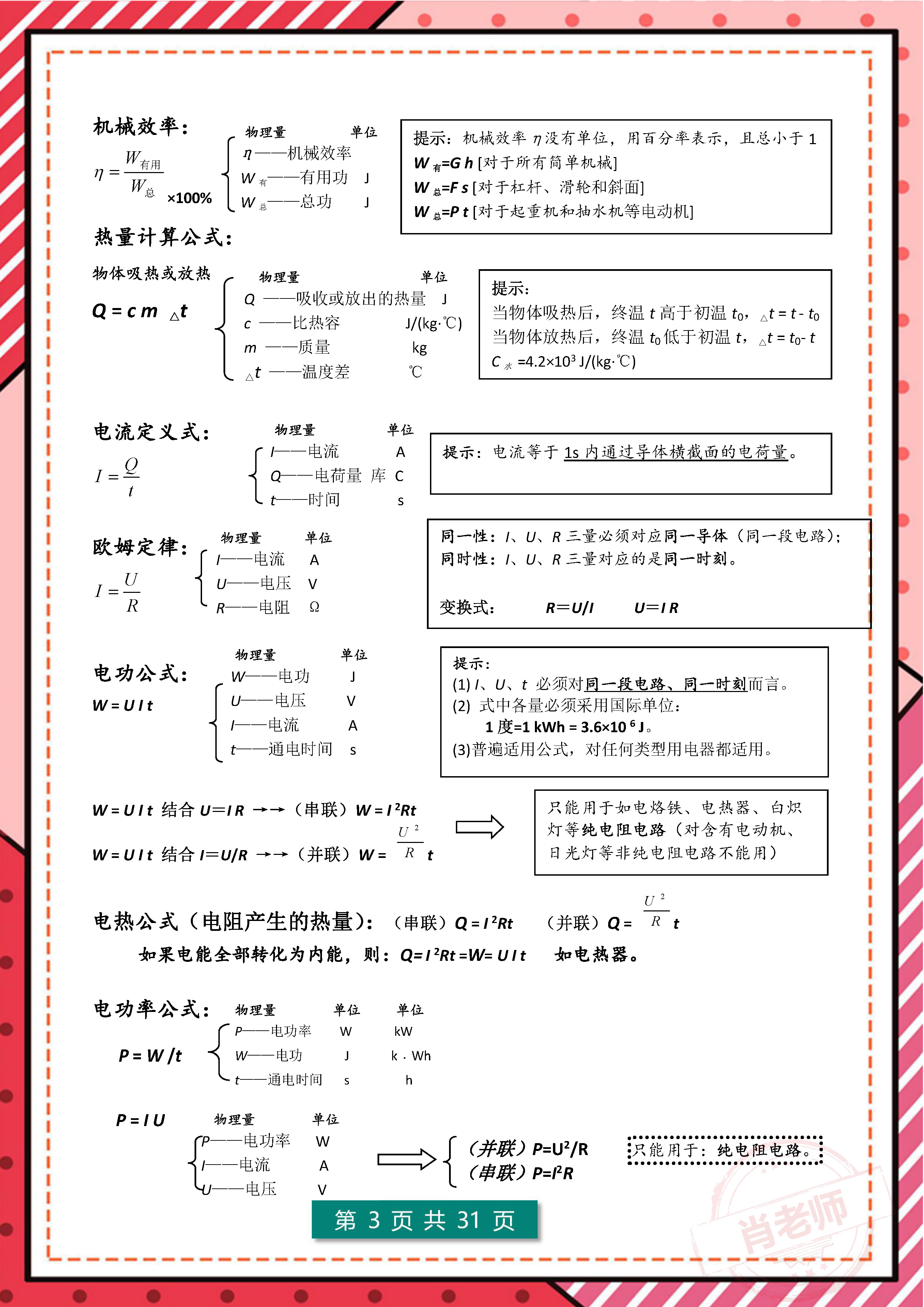 熬了6夜!我将初中物理1-4册452个考点,浓缩成(核心笔记)