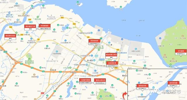 买房收藏!2021年宁波城区楼盘分布图,涉及近百盘