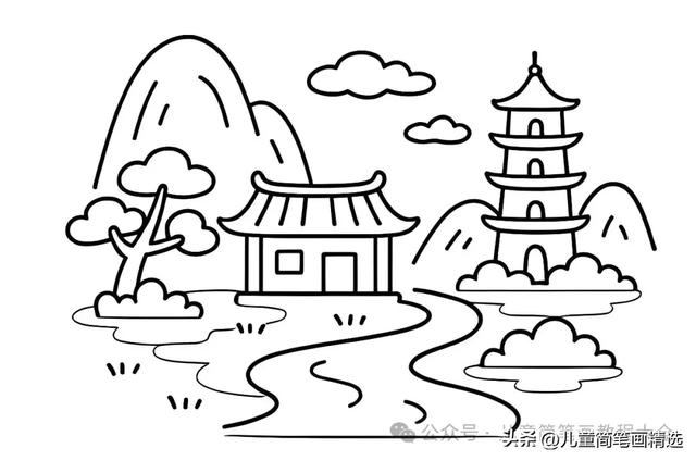 怎样教孩子画出简单漂亮的中国风山水画?