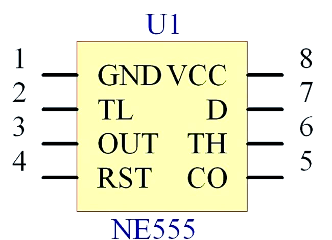555定时器集成芯片,作为数字与模拟混合的中规模集成电路,其引脚图是