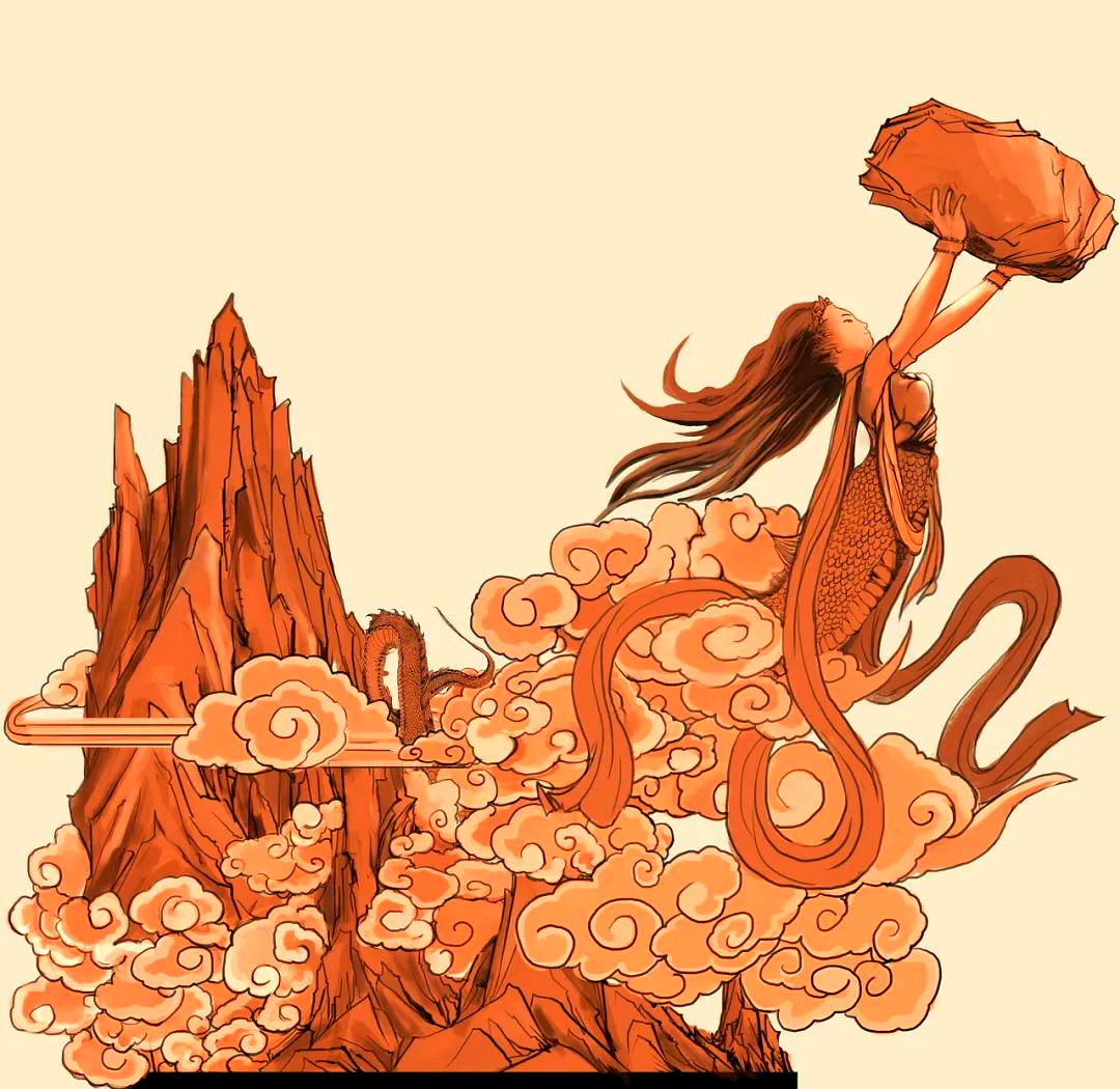 《山海经》中有一段关于女娲的描述,其中提到"女娲之肠",这并非字面