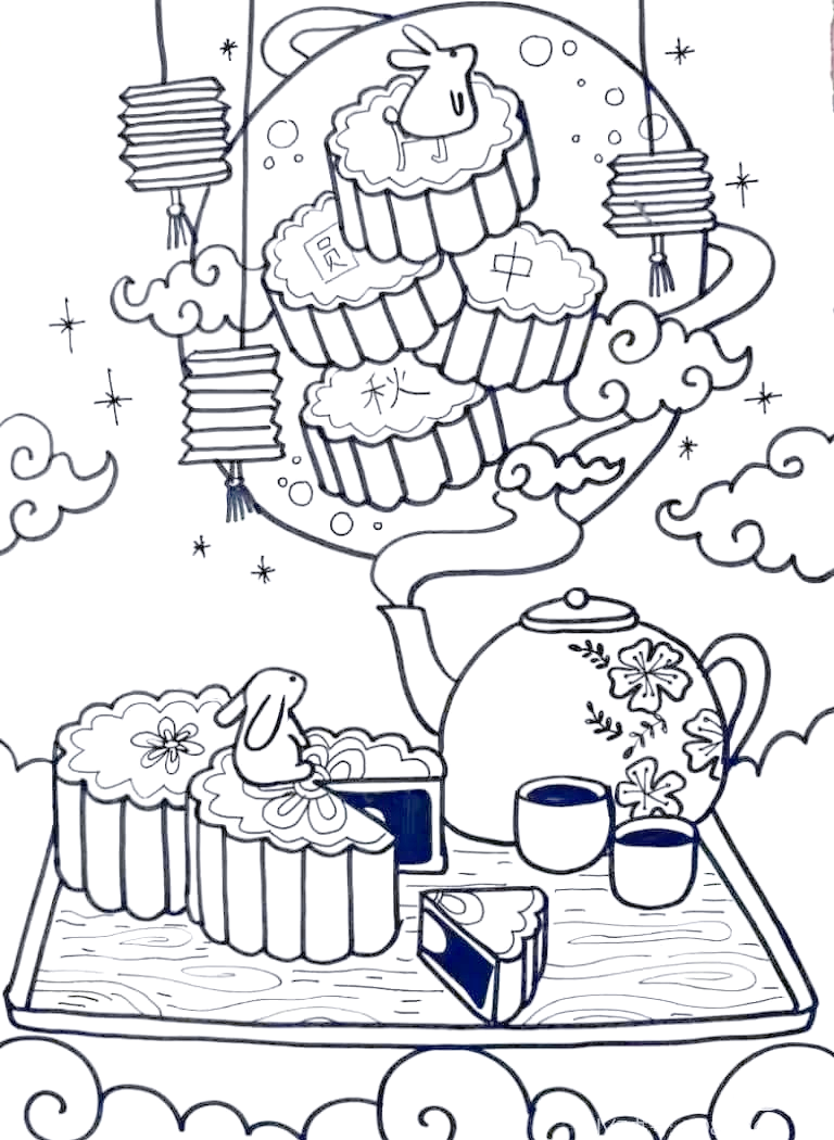 中秋节创意美术作品:嫦娥姐姐邀你共赏月圆美景