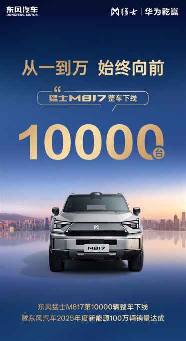 第10000辆猛士M817量产下线 东风新能源百万年销量达成