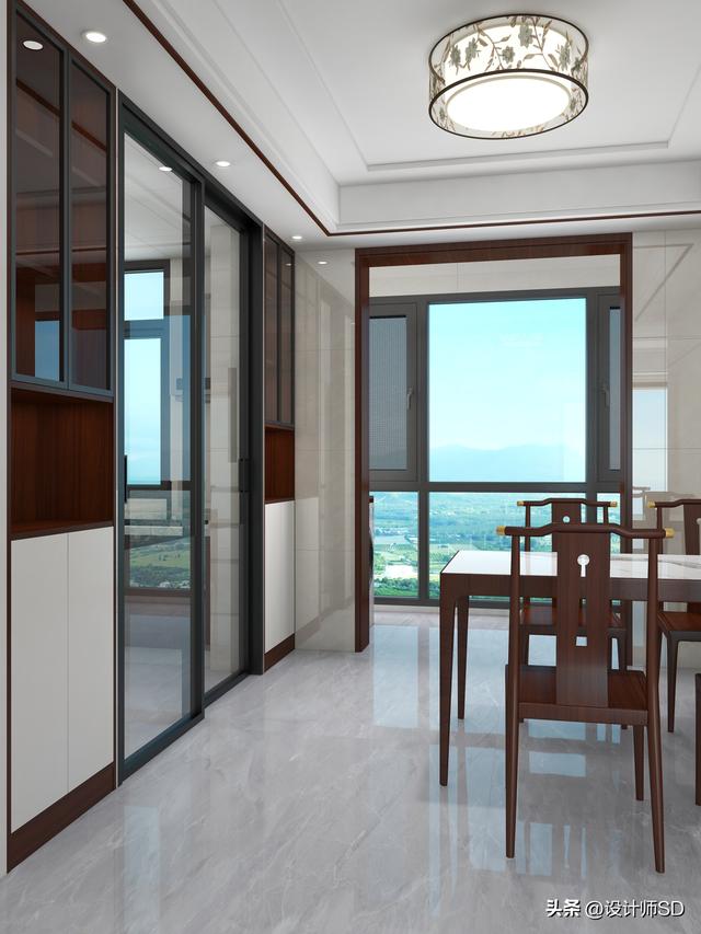 她将110平米的新房,装修成新中式,客厅胡桃木搭配瓷砖,真大方