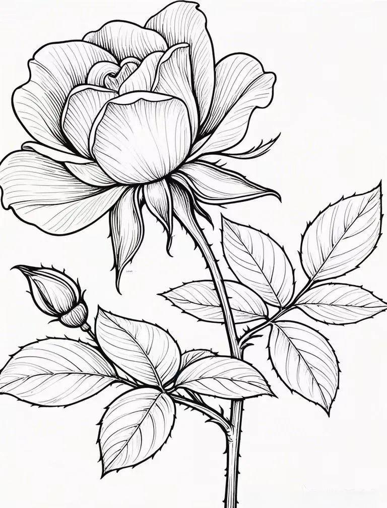 多种花卉的简笔画线稿及涂色技巧,可直接打印黑白素材