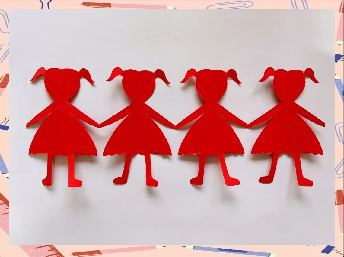 剪纸乐趣:手拉手小人制作详解