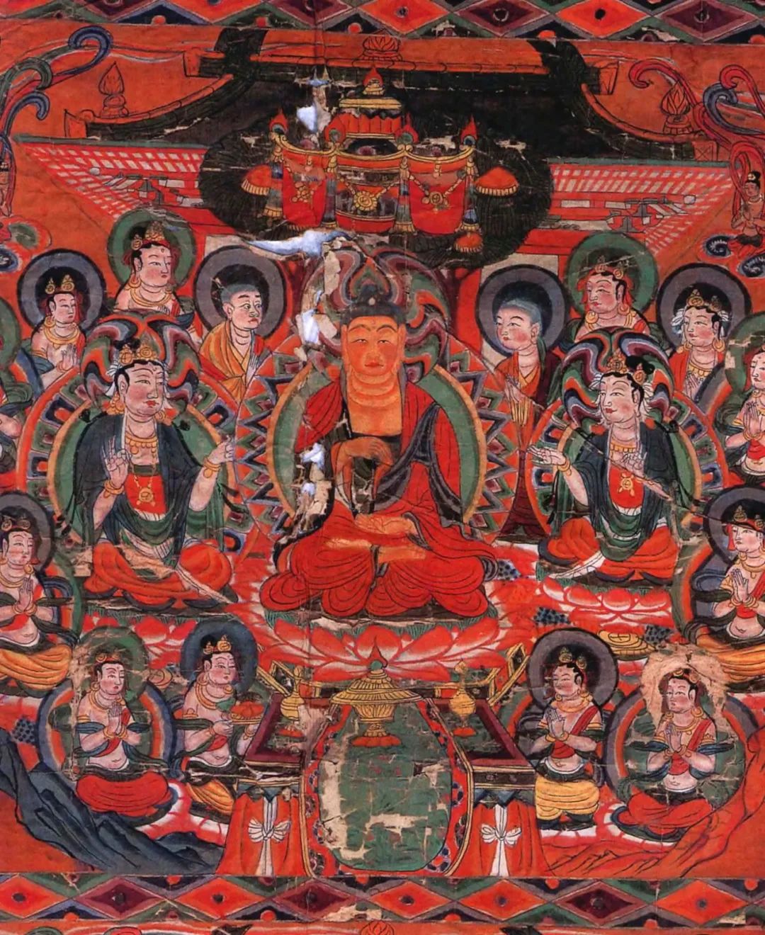 敦煌藏经洞绢画:华严经七处九会变相图