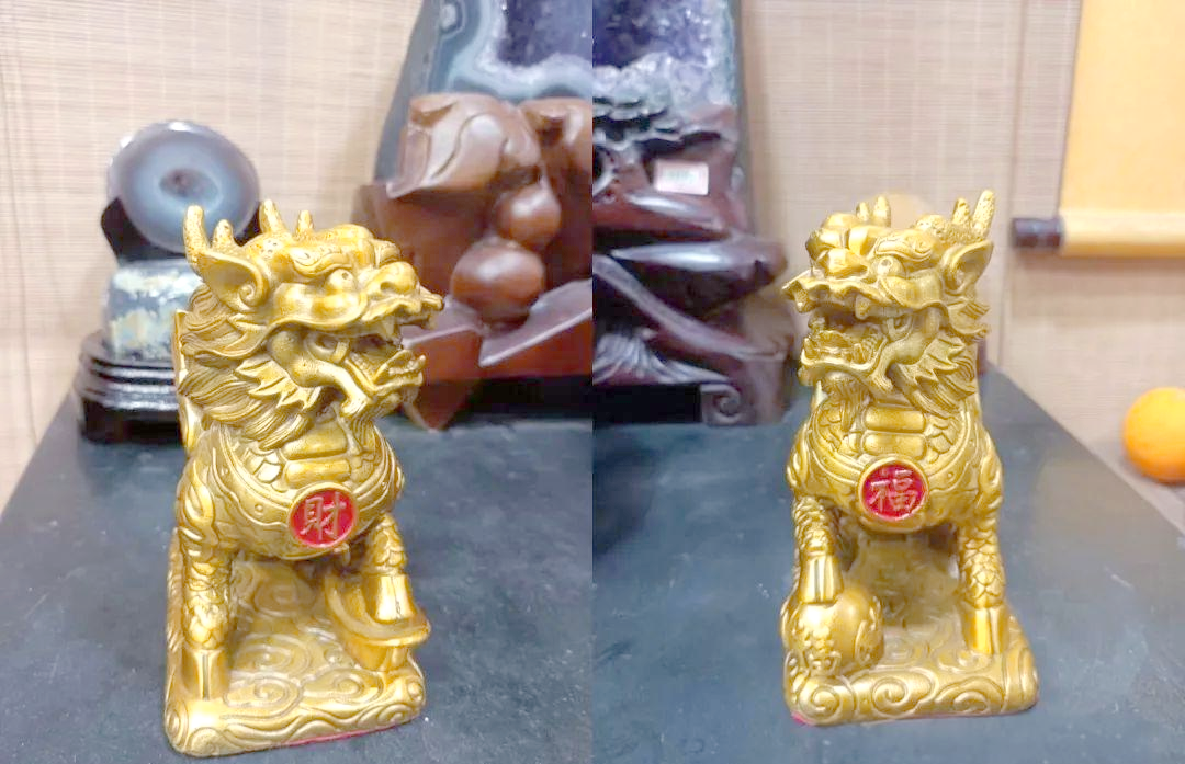 家中摆放麒麟风水摆件,寓意吉祥旺财平安