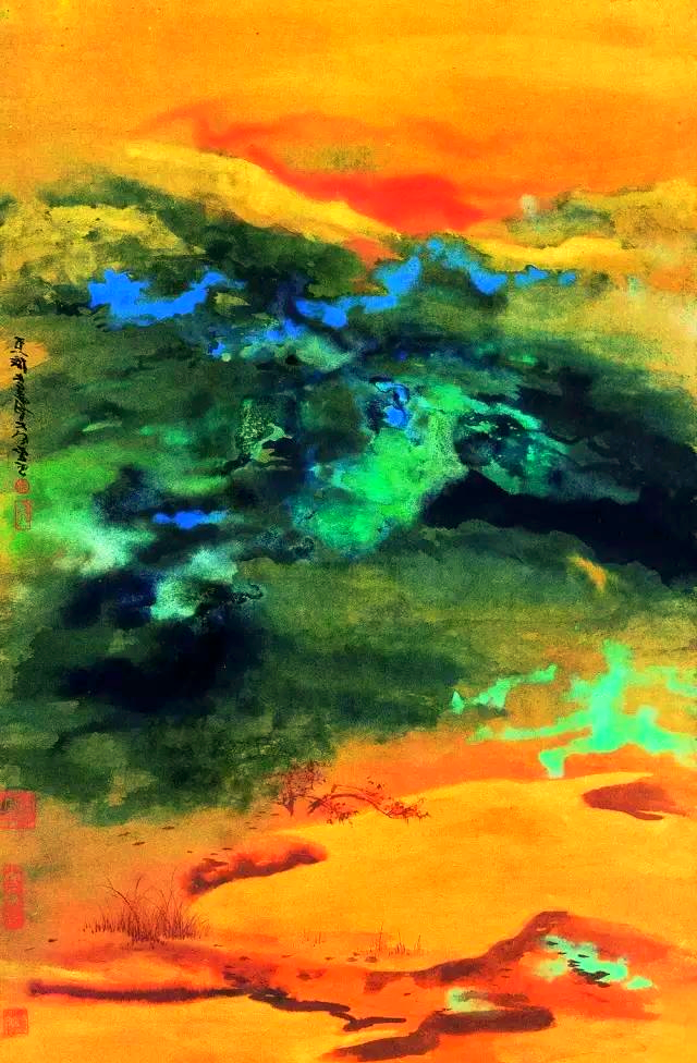 张大千的多幅泼墨山水画欣赏
