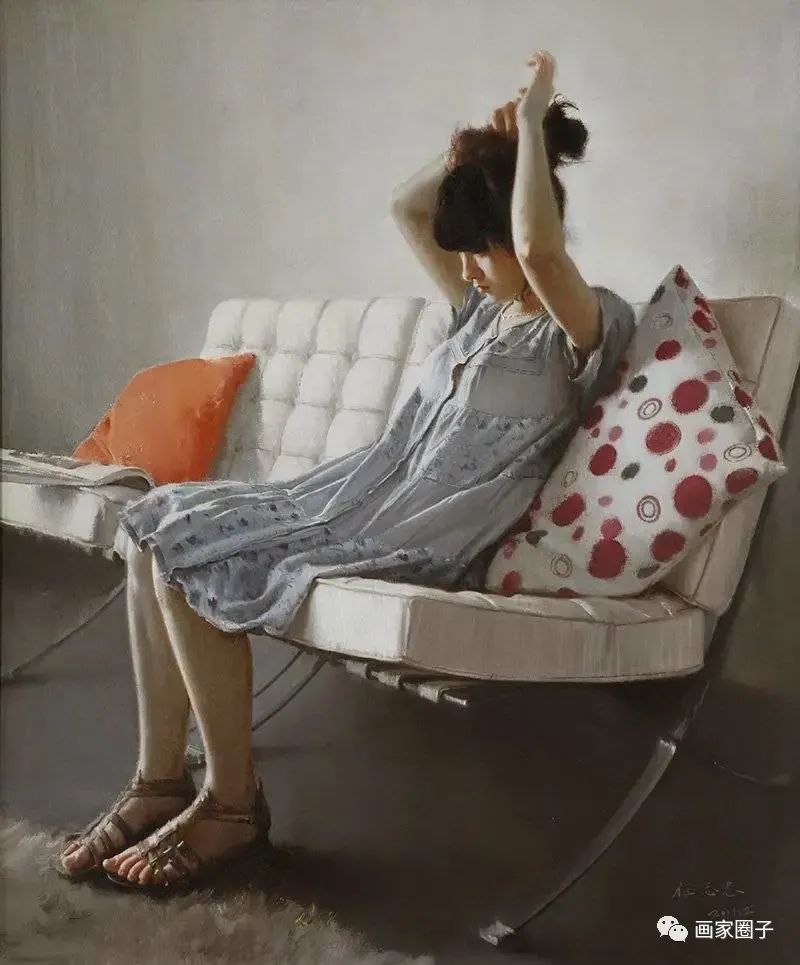 中国美院教授任志忠油画年轻女孩,美极了!