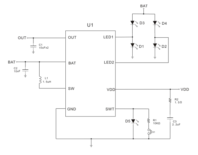 tp4366e中文资料 放电输出5v/1a 同步移动电源方案