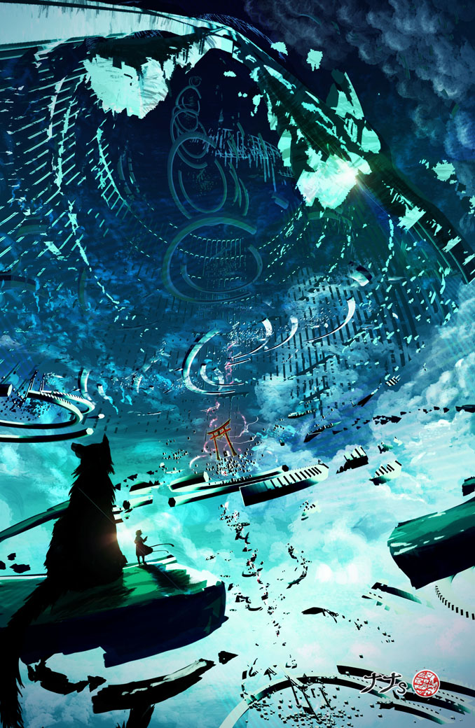 画师「ナナs」作品欣赏:幻想中的世界,奇幻唯美的蓝色系风景插画