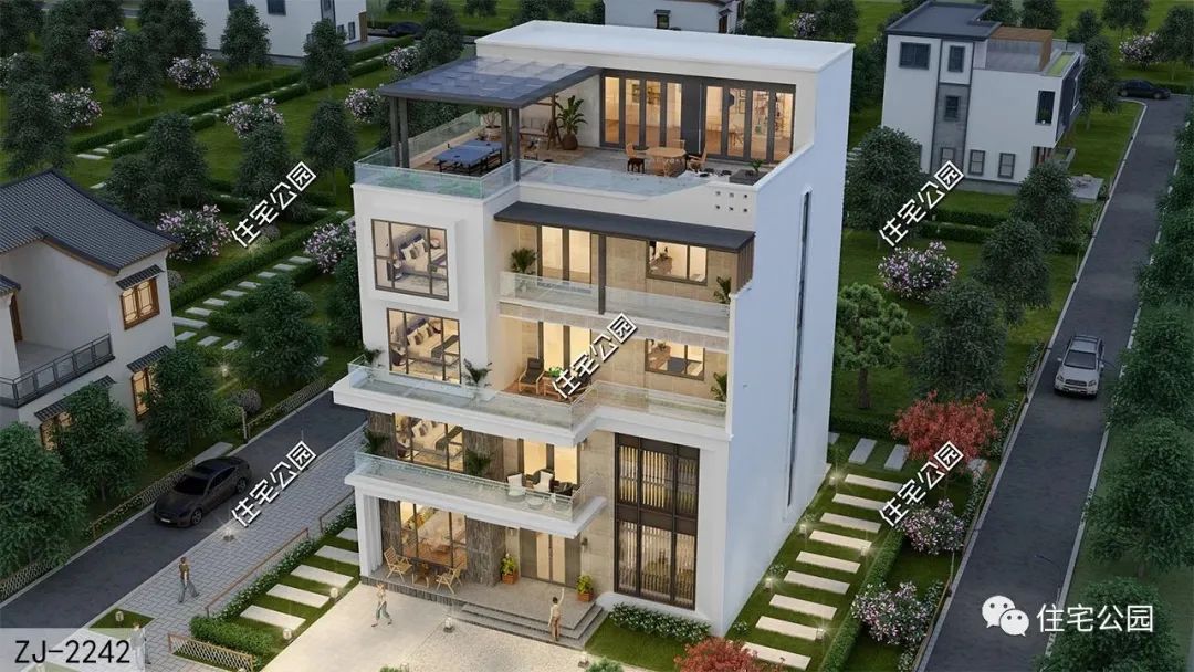 每层单独入户的现代五层别墅,电梯,挑空客厅,朝南套房一应俱全