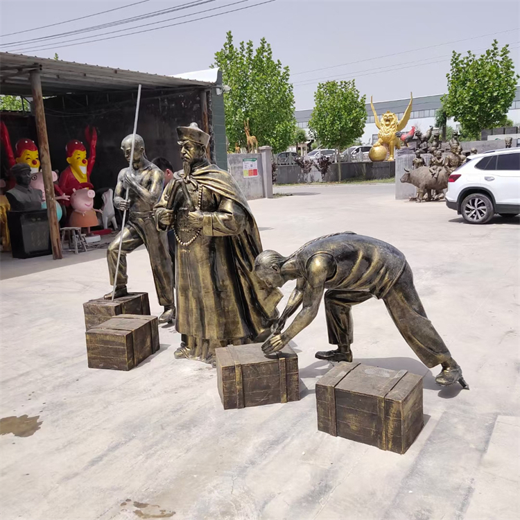 玻璃钢林则徐雕塑像,虎门销烟雕塑作品