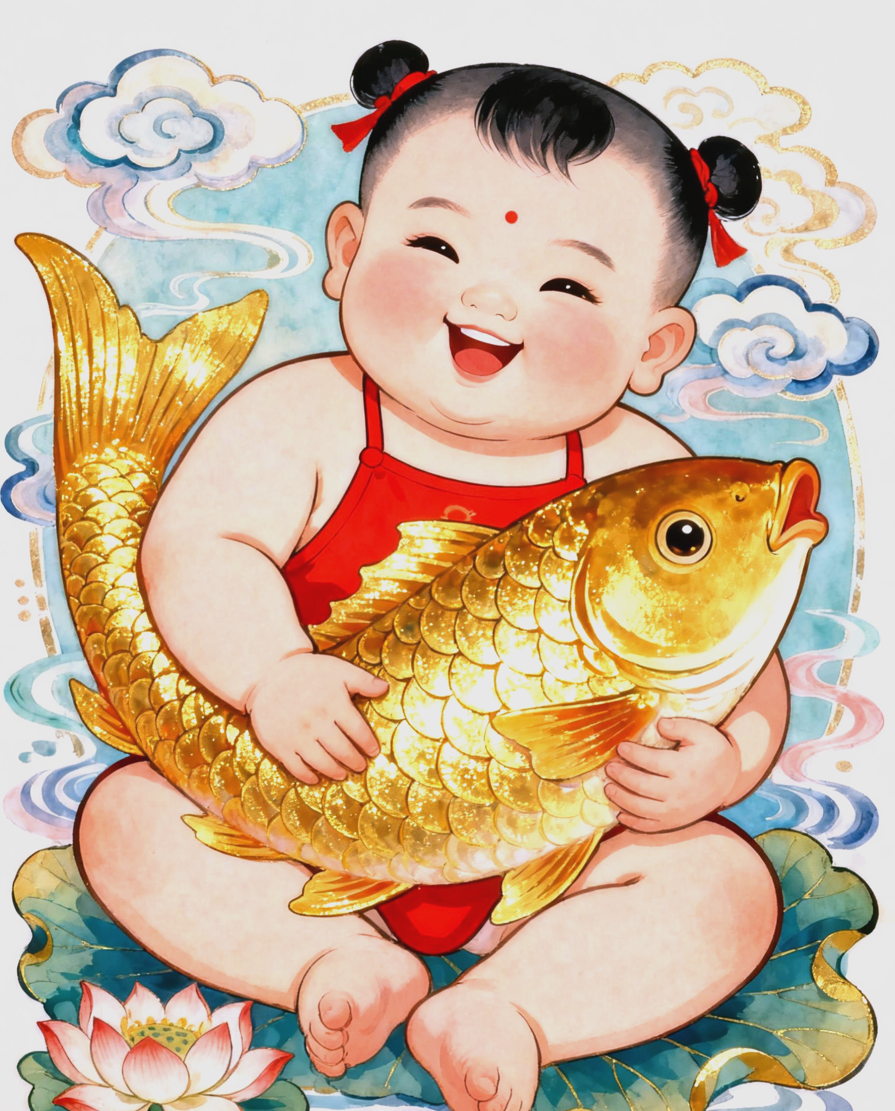 胖娃娃抱鲤鱼:解析传统年画的文化符号魅力