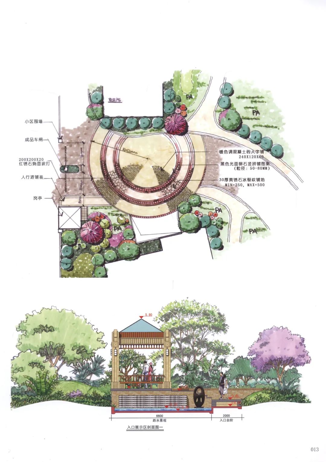 居住区入口效果图手绘图片