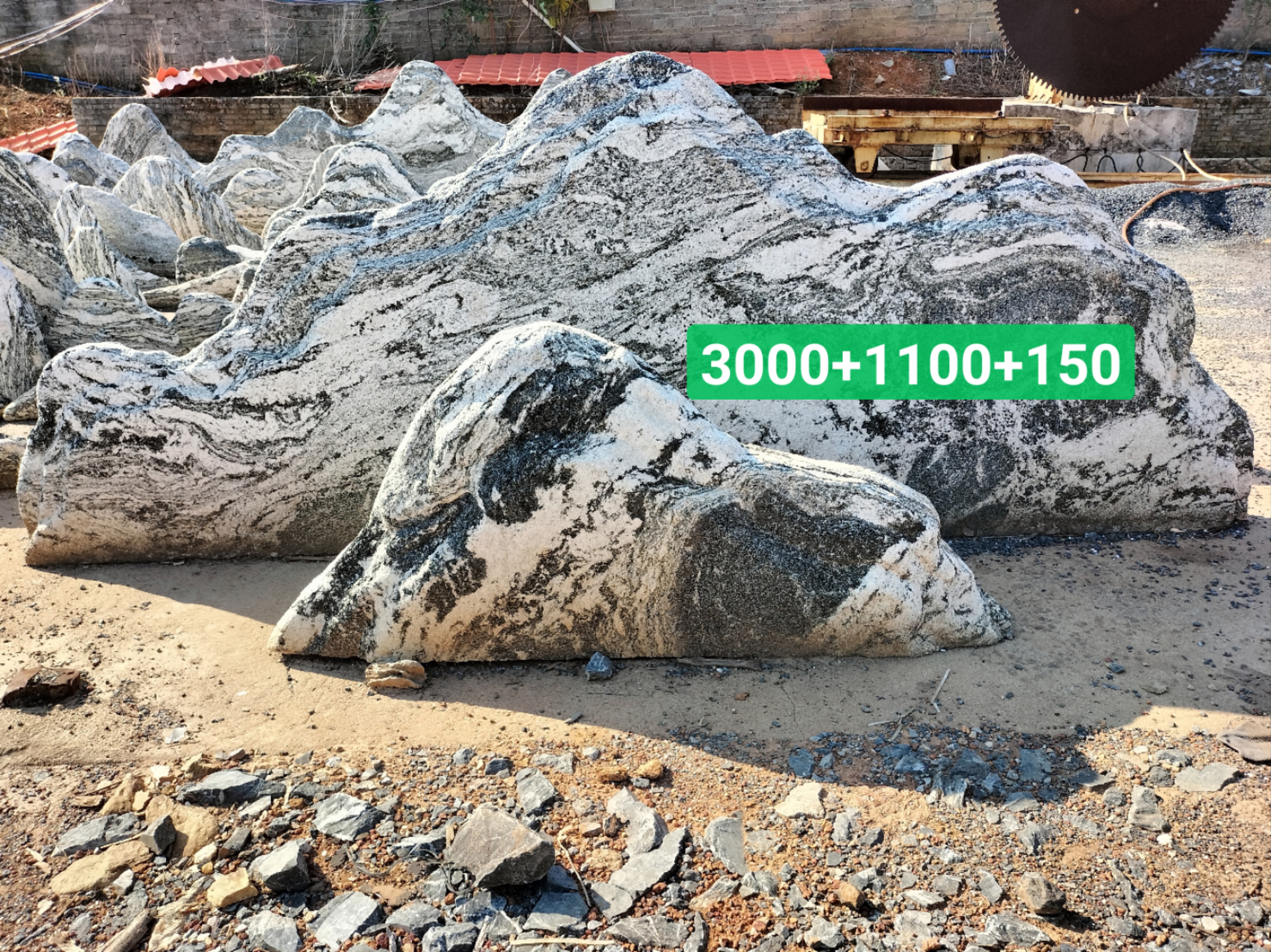 4米的泰山石切片批发,山形切片石多少钱一块,加工的泰山石厂家