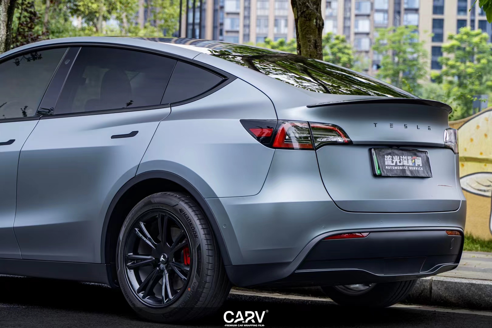 特斯拉modely卡孚改色膜超哑灰蓝,极具品质和高级感