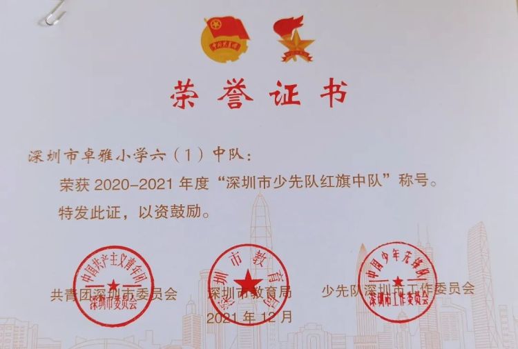 卓雅小学六(1)班诗书语中队荣获2020