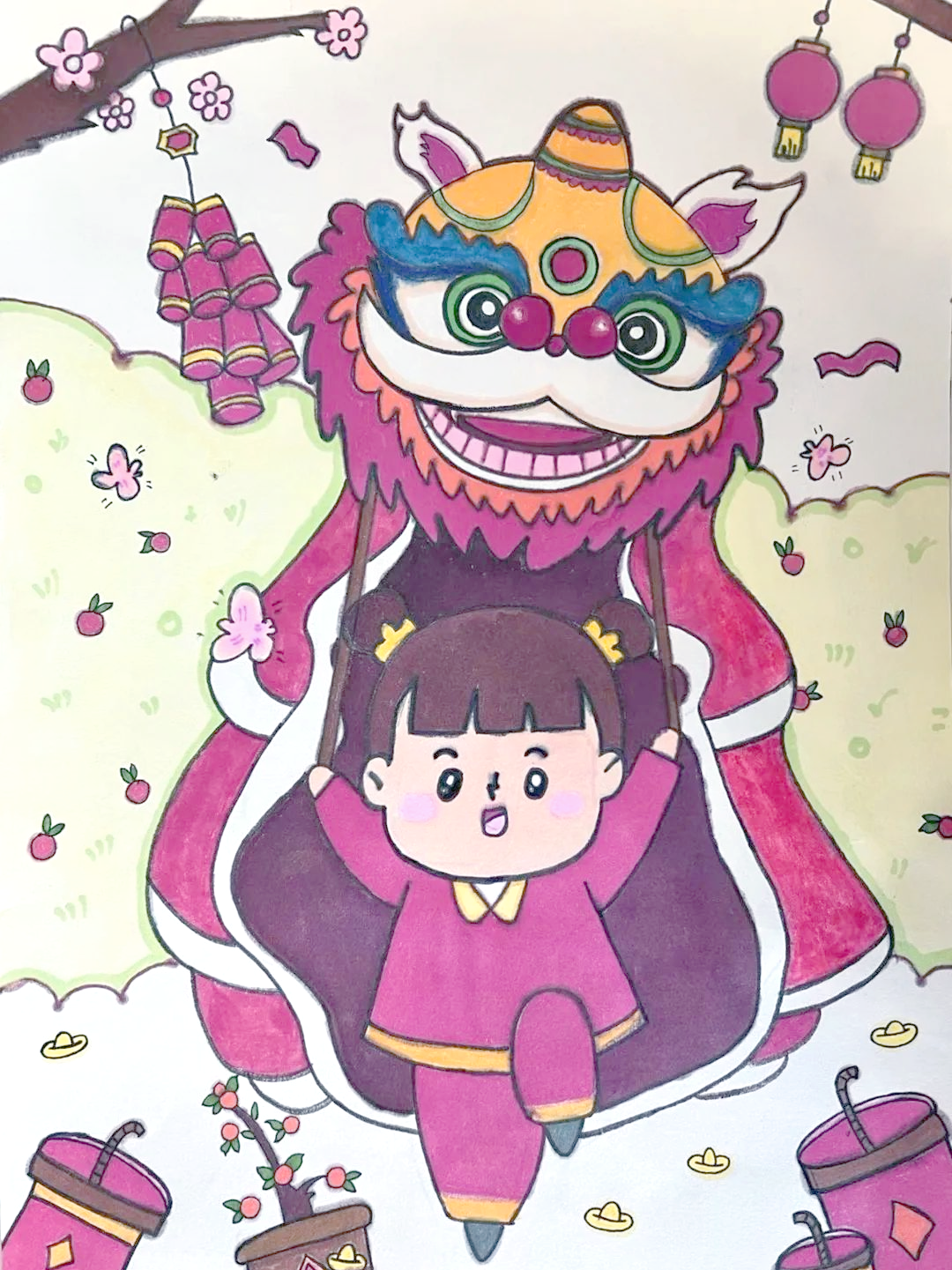 众多小学生手绘多彩新春,展现节日风采与地域特色