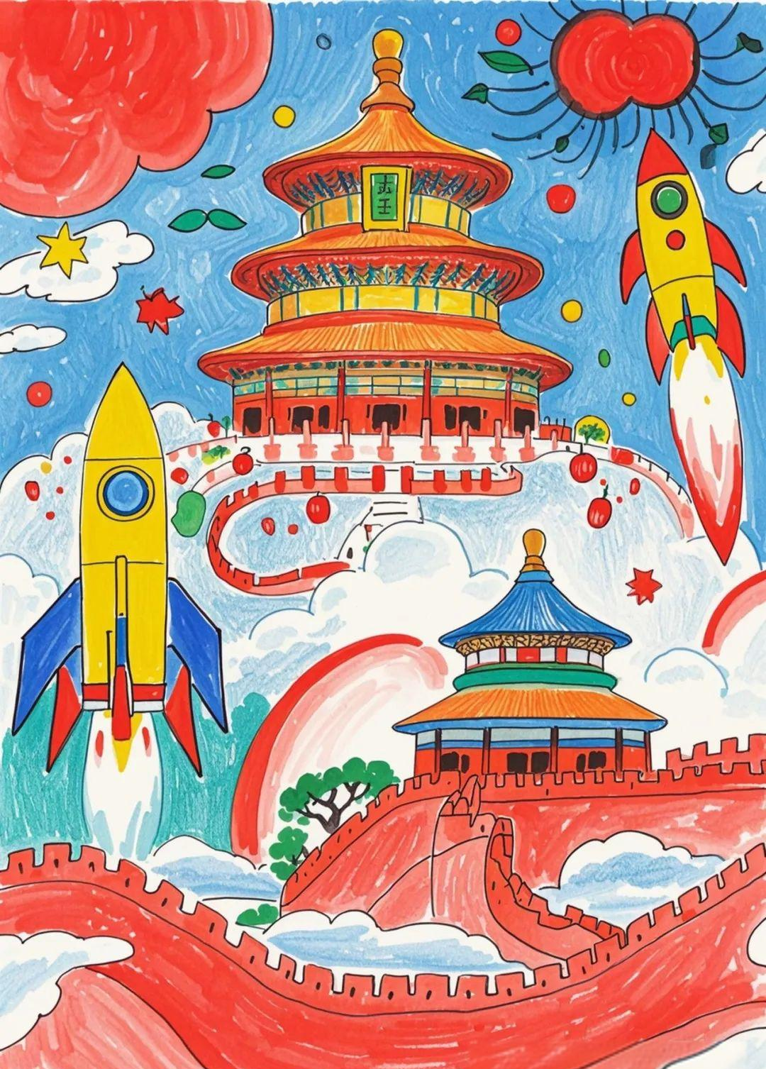 喜迎国庆,精选儿童画创意素材参考