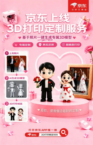 京东宣布上线3D打印定制服务：照片秒变人偶 宠物也能做手办 超还原