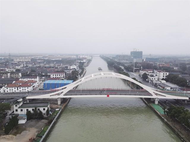 八坼大桥试通车了方便运河两岸市民出行