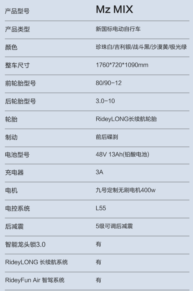 九号电动自行车 mz mix 发布,首发价 4199 元起