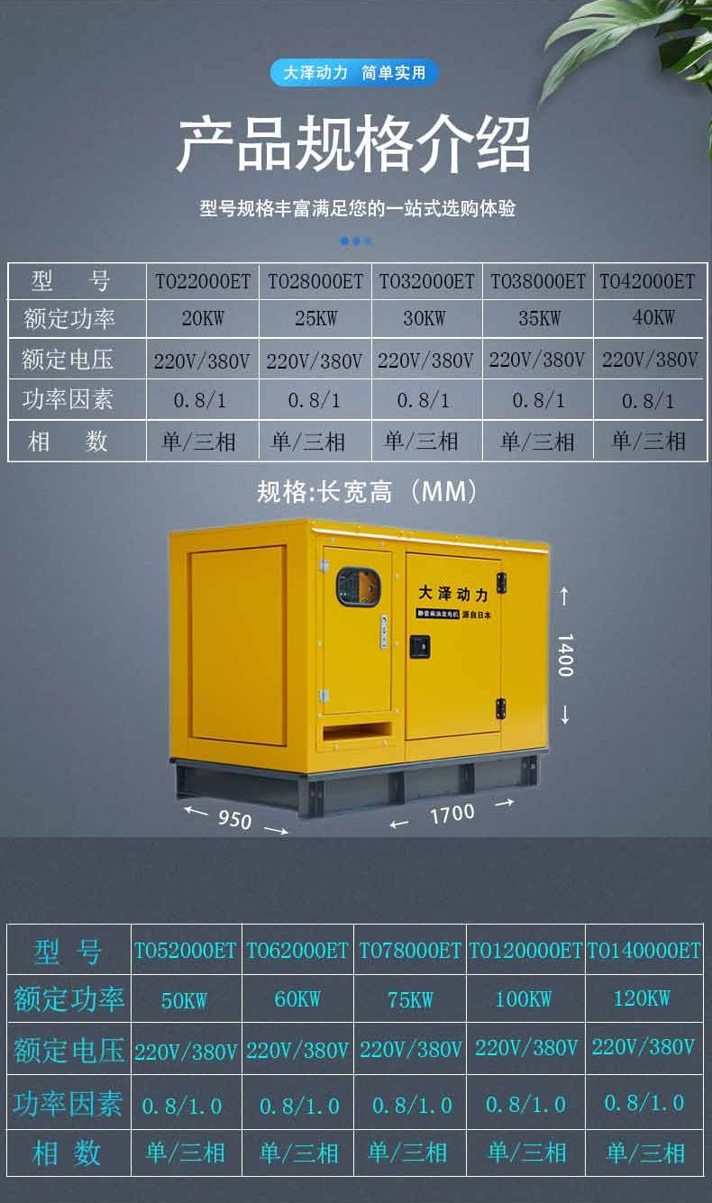 大泽动力三相40k静音发电机施工作业用