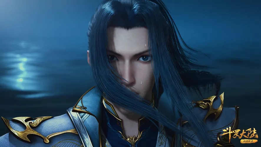 唐三又换造型了,披发加素色长衫,比前世模还要帅气