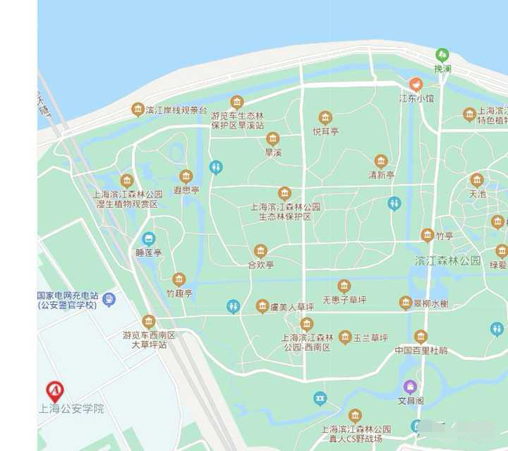 图片数据来源于:百度地图 上海公安学院相比来说有点偏,周边好玩的