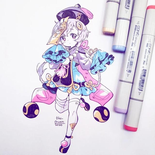 cg原画插画教程:q版可爱动漫少女头发上色