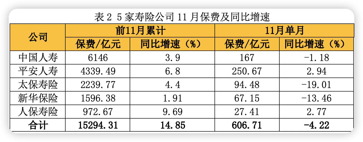 A股五大险企2024年保费收入均现增长